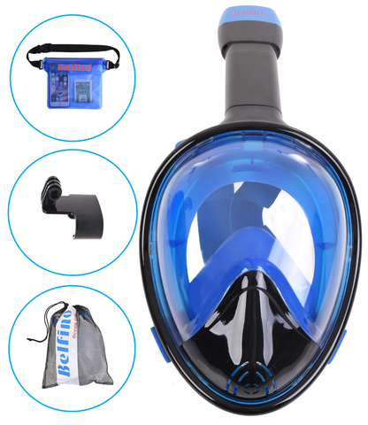 Panoramic Full Face Snorkel Mask Bundle